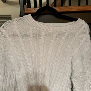 Arie White Cable Knit Sweater